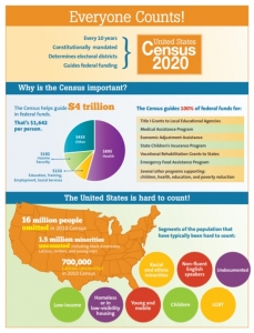 Everyone Counts! A Census 2020 infographic.